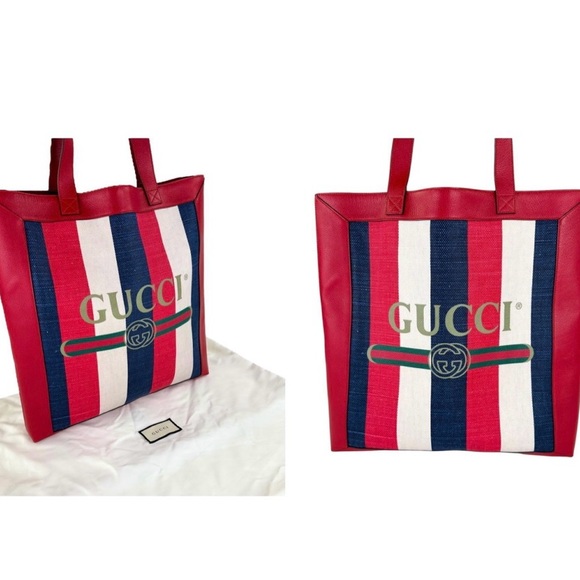 Gucci Sylie stripe tote bag large size - Picture 4 of 9